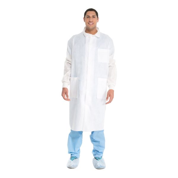 Lab Coat White Large Knee Length Disposable on Sale - Image 3