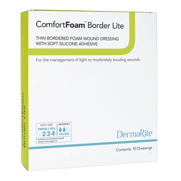 DermaRite ComfortFoam Border Lite Thin Self-Adherent Soft Silicone Foam Dressing with Border For Discount - Image 5
